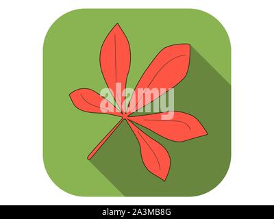 Chestnut leaf flat icon with long shadow. Autumn leaf. Vector illustration Stock Vector