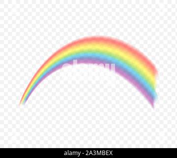 Rainbows in different shape realistic set on transparent. Vector stock illustration. Stock Vector