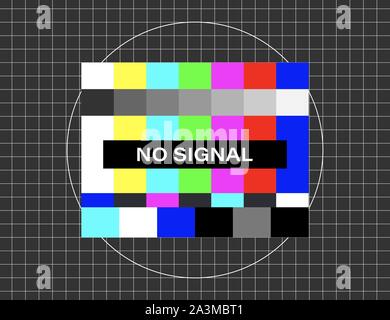 No signal. Distorted glitch tv. Descendant network. Vector stock illustration. Stock Vector