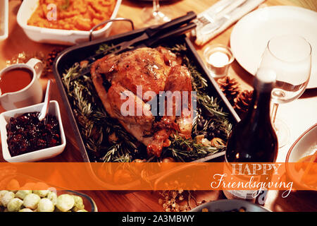 Composite image of happy friendsgiving Stock Photo