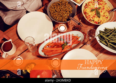 Composite image of happy friendsgiving Stock Photo