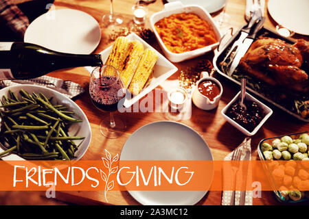 Composite image of happy friendsgiving Stock Photo