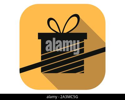 Gift box flat icon with long shadow. Black friday sale, percent discount. Vector illustration Stock Vector