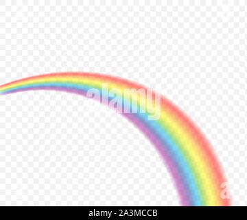 Rainbows in different shape realistic set on transparent. Vector stock illustration. Stock Vector
