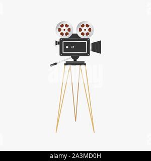 Film projector. Vintage cinema camera, Vector illustration Stock Vector