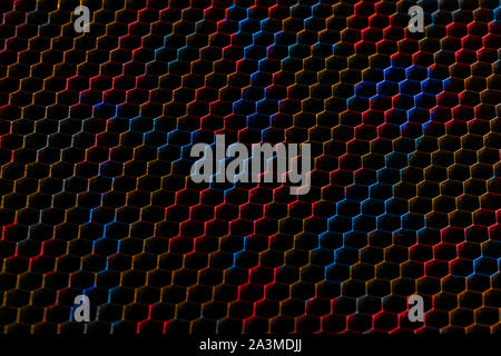 Colourful perforated sheet metal texture, background image. Stock Photo