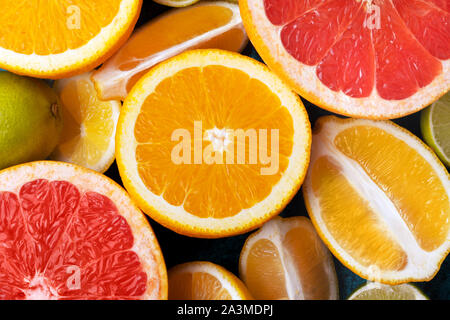 Citrus fruits collection, food background oranges, lemons, limes and grapefruit fresh fruits background Stock Photo