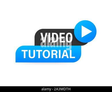 Video tutorials Button, icon, emblem, label. Vector stock illustration Stock Vector