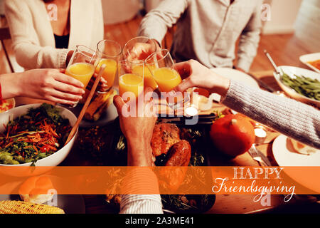 Composite image of happy friendsgiving Stock Photo
