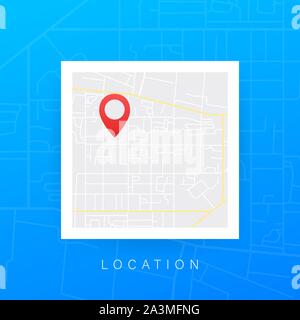 GPS navigator pointer on city map, from place to place. Vector illustration. Stock Vector