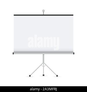 Empty Projection screen, Presentation board, blank whiteboard for conference. Stock Vector