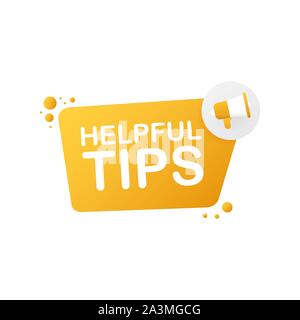 Hand holding megaphone - Helpful tips. Vector illustration. Stock Vector