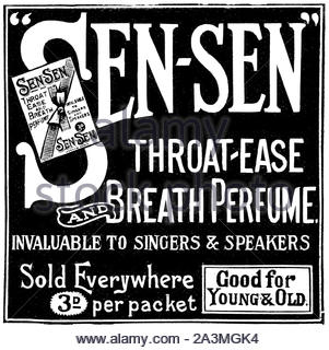 Victorian era, Sen-Sen Throat ease and Breath Perfume, vintage advertising from 1899 Stock Photo