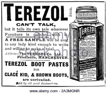 Victorian era, Terezol Furniture Polish, vintage advertising from 1899 Stock Photo