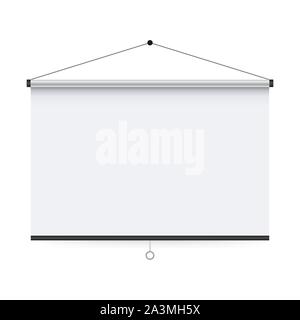Empty Projection screen, Presentation board, blank whiteboard for conference. Stock Vector