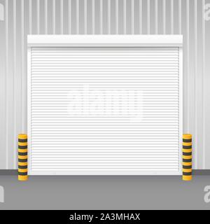 Vector Door with Rolling Shutters on white background. Vector illustration. Stock Vector