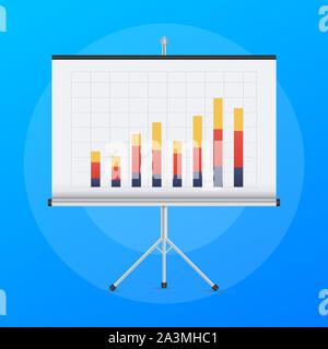 Infographic board screen with diagrams. Isolated icon pictogram. Stock Vector