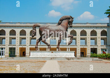 The finished image of Leonardo da Vinci's Horse (Gran Cavallo) which was commissioned in 1482 by Duke of Milan Ludovico il Moro, but not completed. Stock Photo