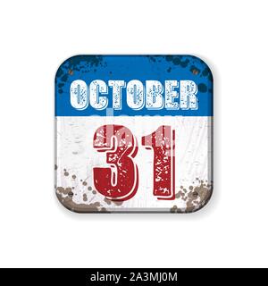 Square old grune frame with october Halloween holiday calendar Stock Vector