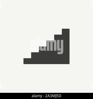 Stairs, stairwell, up icon. Vector illustration, flat design. Stock Vector
