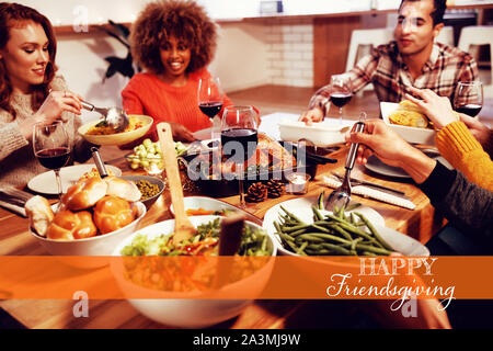 Composite image of happy friendsgiving Stock Photo