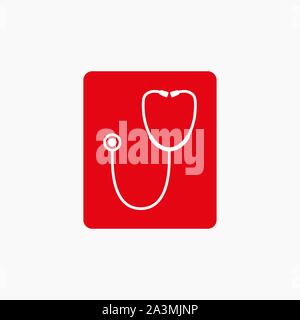 Medical, stethoscope icon. Vector illustration, flat design. Stock Vector