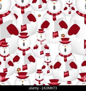 a snowman singing christmas carols. Seamless repeat background illustration Stock Vector
