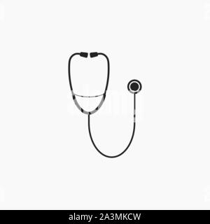 Medical, stethoscope icon. Vector illustration, flat design. Stock Vector