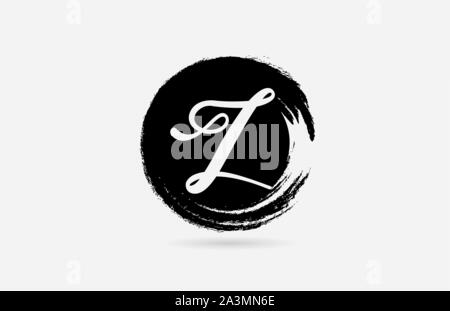 Z hand written letter logo alphabet on grunge circle in black and white for icon design. For a logotype on a company or business. Stock Vector