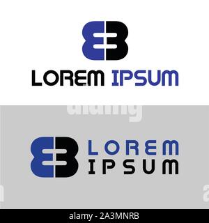 Letter EB or E3 Alphabetic Logo Design Template, Initial Logo Concept, Number 8 icon, Simple, Sporty Stock Vector