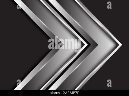 Abstract silver twin arrow metallic direction on black design modern futuristic background vector illustration. Stock Vector