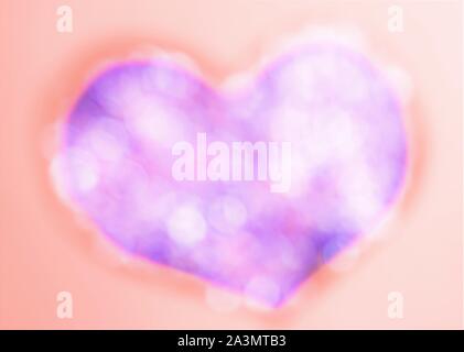 Pink blue blurred shiny heart on orange background, abstract Stock Photo