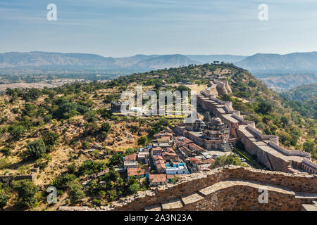 Temples and houses inside Kumbhalgarh fort. Rajasthan, India Stock Photo