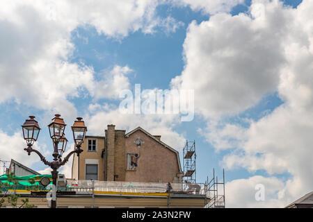 Chalons en Champagne  building with boy and cat graffiti on the wall, France Stock Photo