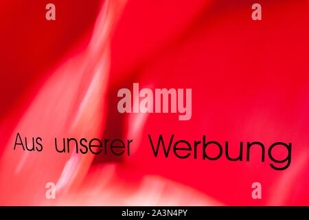 German words aus unserer Werbung, translated from our advertising Stock Photo