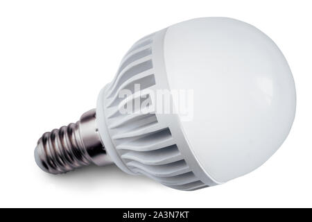 Electric energy saving lamp on white background. Stock Photo