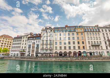 Rhone river in Geneva Switzerland Stock Photo