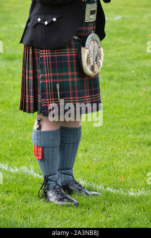 Kilt and sporran detail at Peebles highland games. Peebles, Scottish borders, Scotland Stock Photo