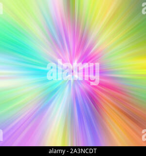 Bright multicolored radiant rainbow rays sparkle starburst background. Stock Photo