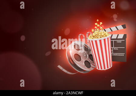 Ultra Crisp 3d Rendering Of A Movie Clapperboard Alongside A Film