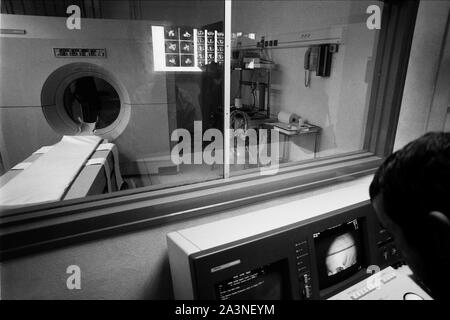 Archives 90ies: New scanner at Hotel-Dieu Hospital, Lyon, France Stock Photo