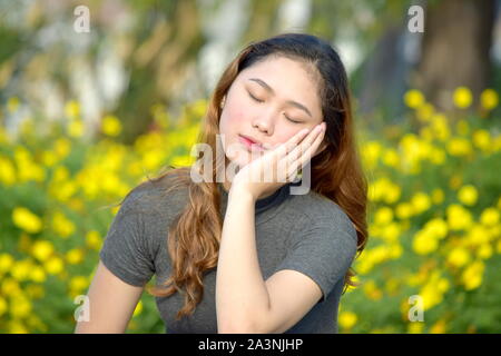 Tired Youthful Woman Stock Photo