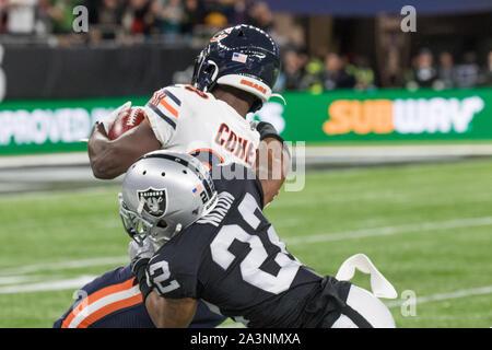 December 6, 2020, Las Vegas Raiders cornerback Keisean Nixon (22) tries to  keep the ball out of the end zone on the punt during the NFL game between  the Las Vegas Raiders