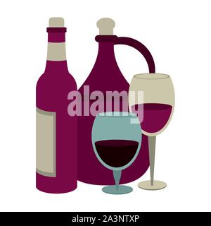 wineglass and jug of wine icon image, flat design Stock Vector