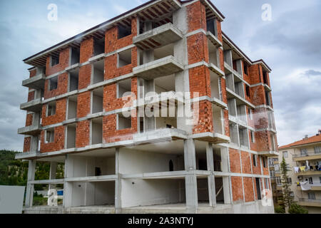 Construction of new high rise residential buildings. Stock Photo