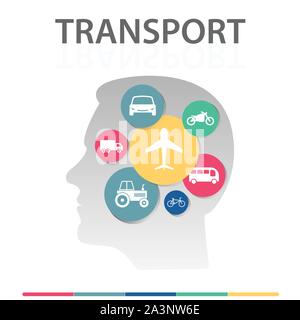 Transport Infographics vector design. Timeline concept include airplane, car, motorcycle icons. Can be used for report, presentation, diagram, web Stock Vector