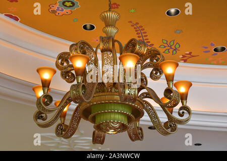 This beautiful lamp is part of the refined decoration of the Wynn Las Vegas. Nevada, USA. October 2, 2018 Stock Photo