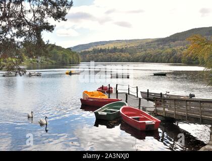 The view of the river Tummel from the Pitlochry Boating Station & Adventure Hire in Scotland, UK, Europe