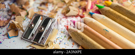 colored sharpened crayons Stock Photo