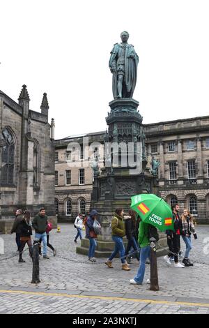 The Queensberry memorial statue of Walter Francis Montagu Douglas Scott in Parliament Square, Edinburgh, Scotland, UK, Europe Stock Photo